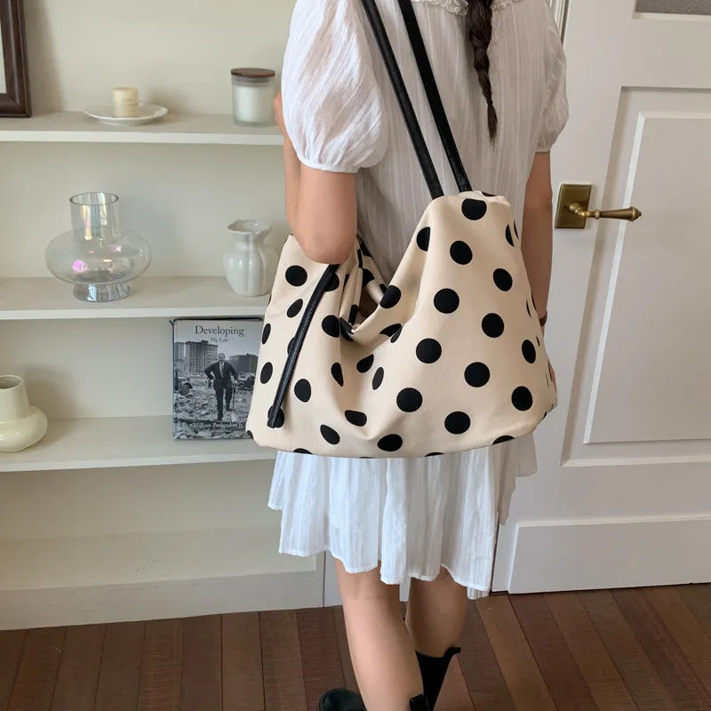 Vintage Polka Dot Cotton-Linen Shoulder Bag – Nixie Women's Shoulder Bag Nixie