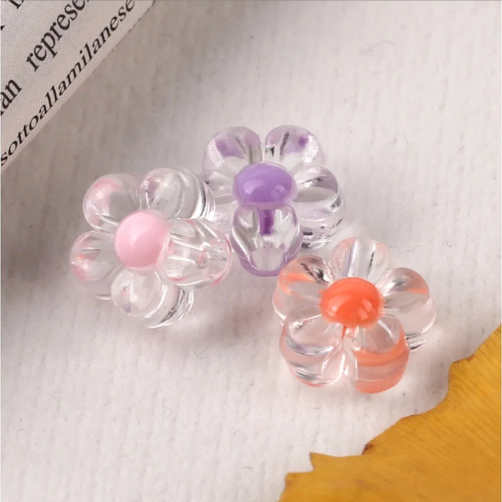 100pcs Colorful Flower Acrylic Beads for DIY Jewelry Making DIY Craft Beads Nixie