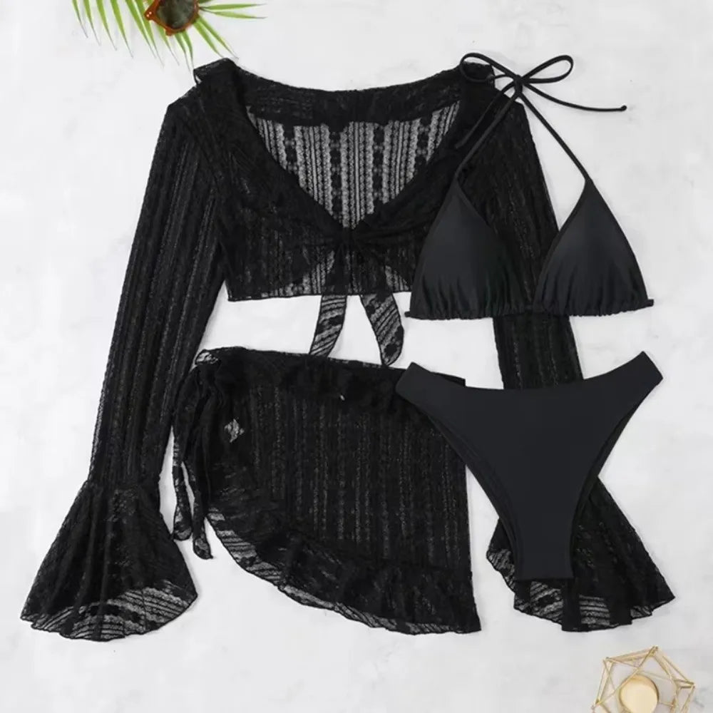 4-Piece Women's Long Sleeve Bikini Set | Brazilian Beachwear Women's Bikini Set Nixie
