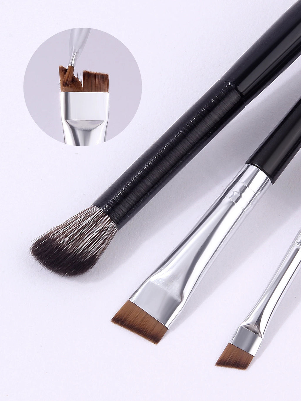 3-Piece Eye Makeup Brush Set – Eyeliner, Brow & Blending Eye Makeup Brushes Nixie