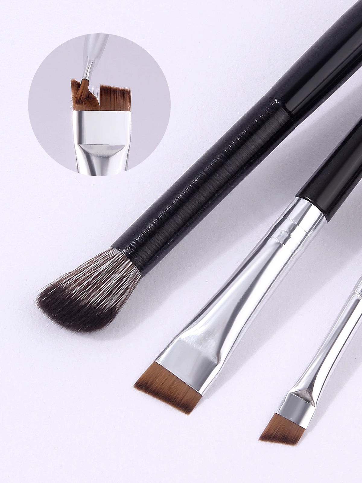 3-Piece Eye Makeup Brush Set – Eyeliner, Brow & Blending Eye Makeup Brushes Nixie