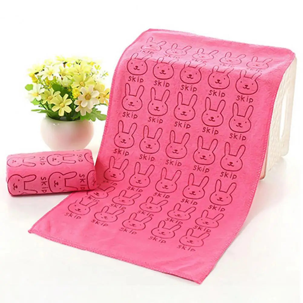 Rabbit Print Microfiber Baby Washcloth – Soft Absorbent Towel