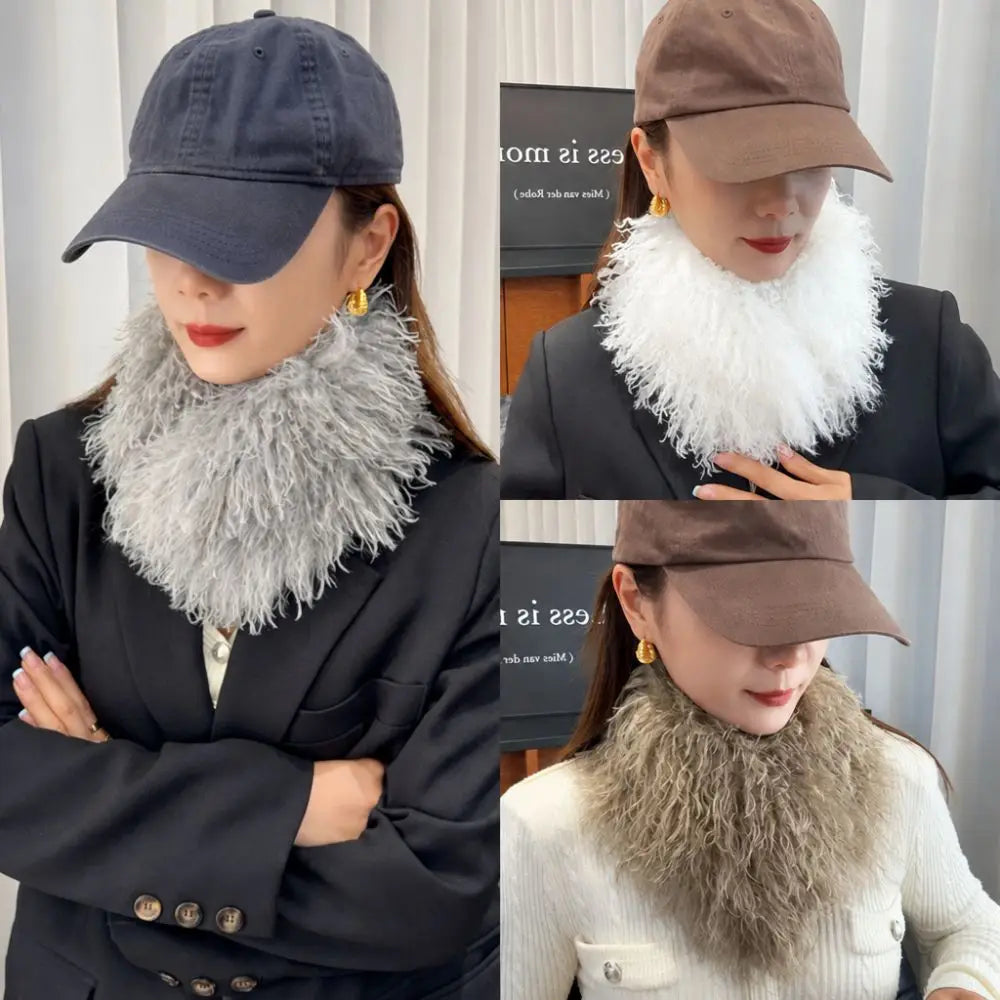 Women's Faux Fur Collar Scarf – Magnetic Snap Neck Warmer Faux Fur Collar Scarf Nixie
