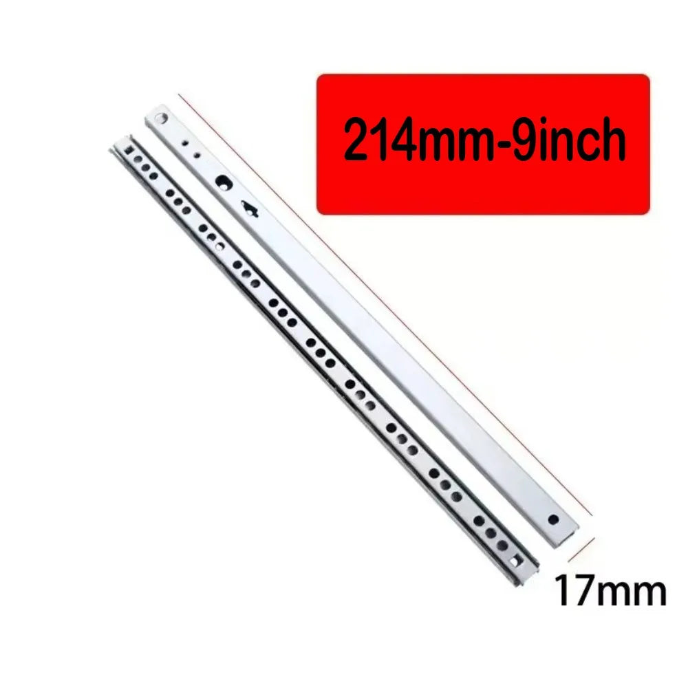 2PCS Full Extension Ball Bearing Drawer Slides 17mm Wide Drawer Slides Nixie 214mm-9inch