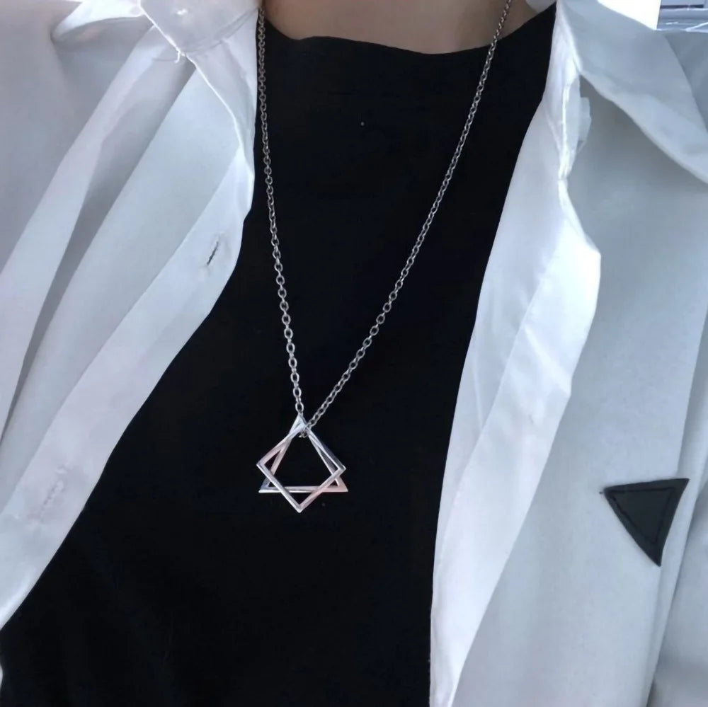 Men's Hip Hop Geometric Triangle & Square Pendant Necklace Pendant Necklace Nixie