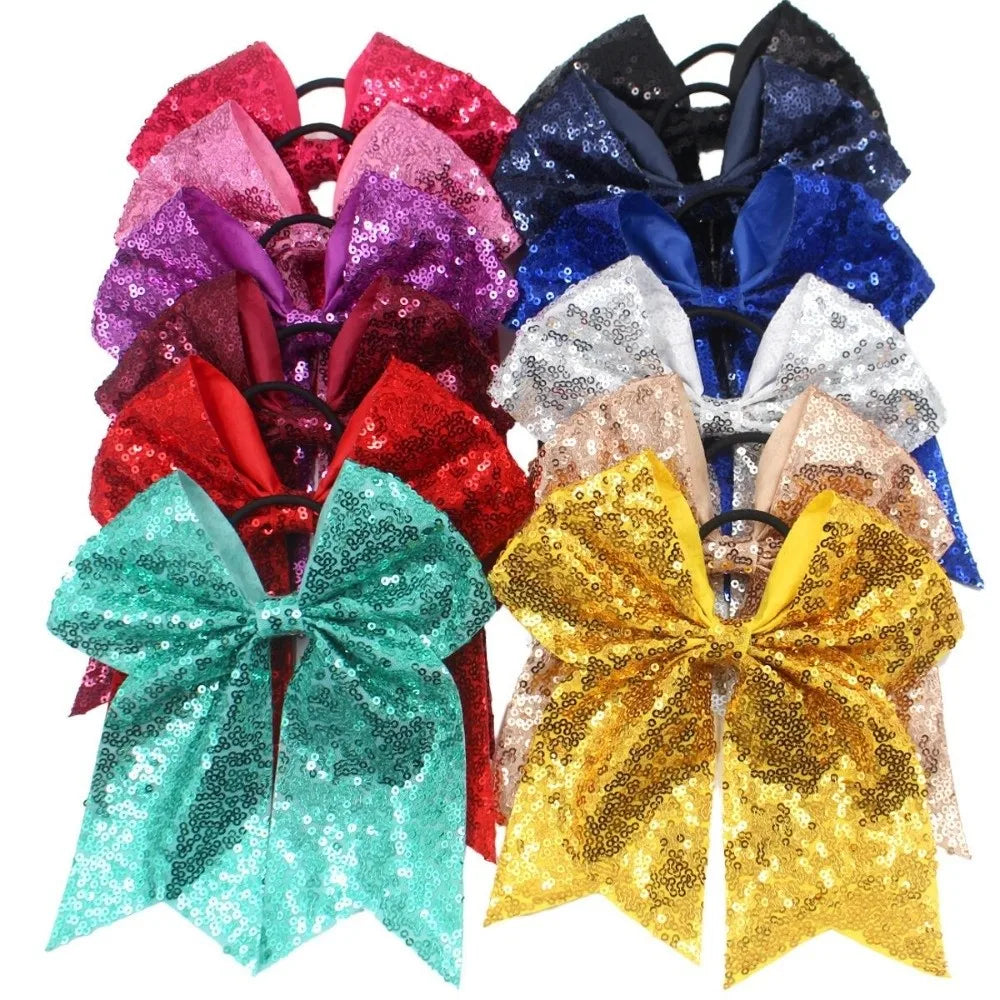 Sparkly Glitter Sequin Dovetail Bows Elastic Hair Ties for Girls