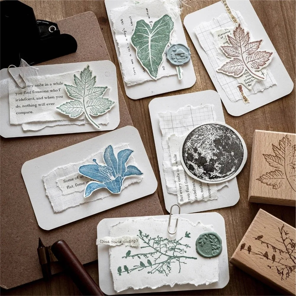 Wooden Rubber Craft Stamps – Flower Butterfly Leaves Designs Rubber Craft Stamps Nixie