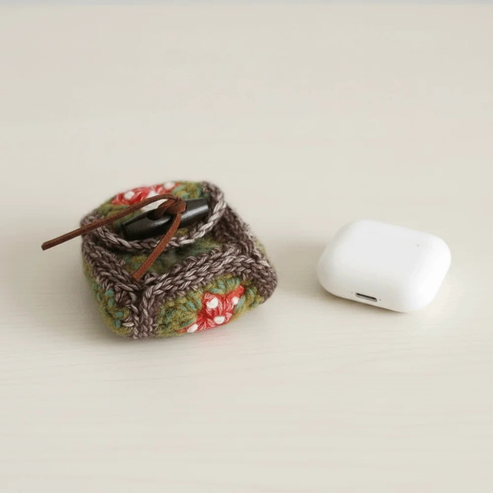 Hand-Crocheted Mushroom Earphone Bag – Cute Knit Pouch Crochet Earphone Pouch Nixie Default Title
