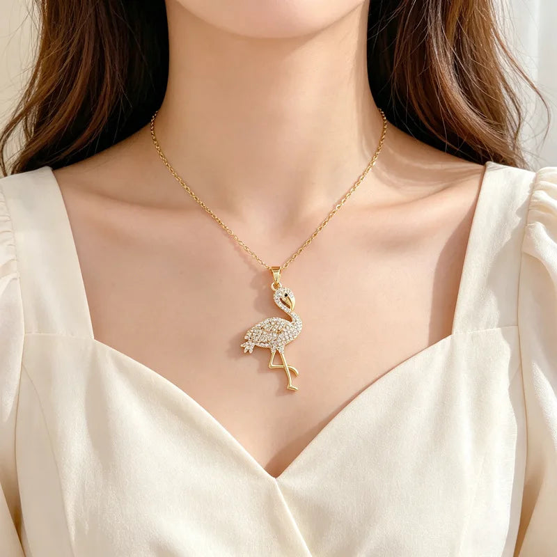 Ostrich Pendant Choker Necklace | Gold Stainless Steel Women Pendant Necklace Nixie
