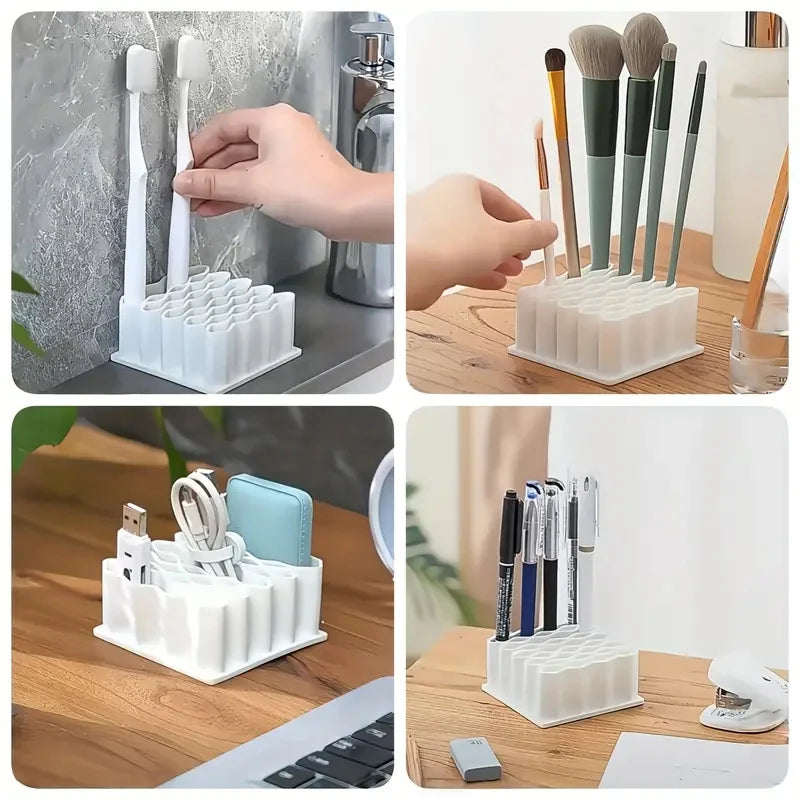 32-Slot Wave Desktop Organizer – Cosmetics & Pen Storage Desktop Storage Organizer Nixie