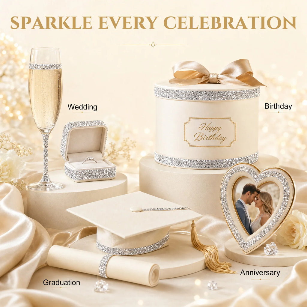 Self-Adhesive Rhinestone Trim Tape – 4 Rolls Crystal DIY Sticker Rhinestone Craft Tape Nixie