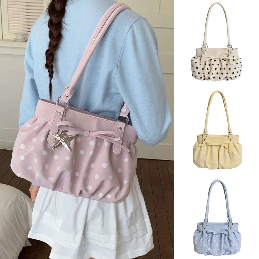 Polka Dot PU Leather Shoulder Tote Bag – Large Capacity Women Shoulder Tote Bag Nixie