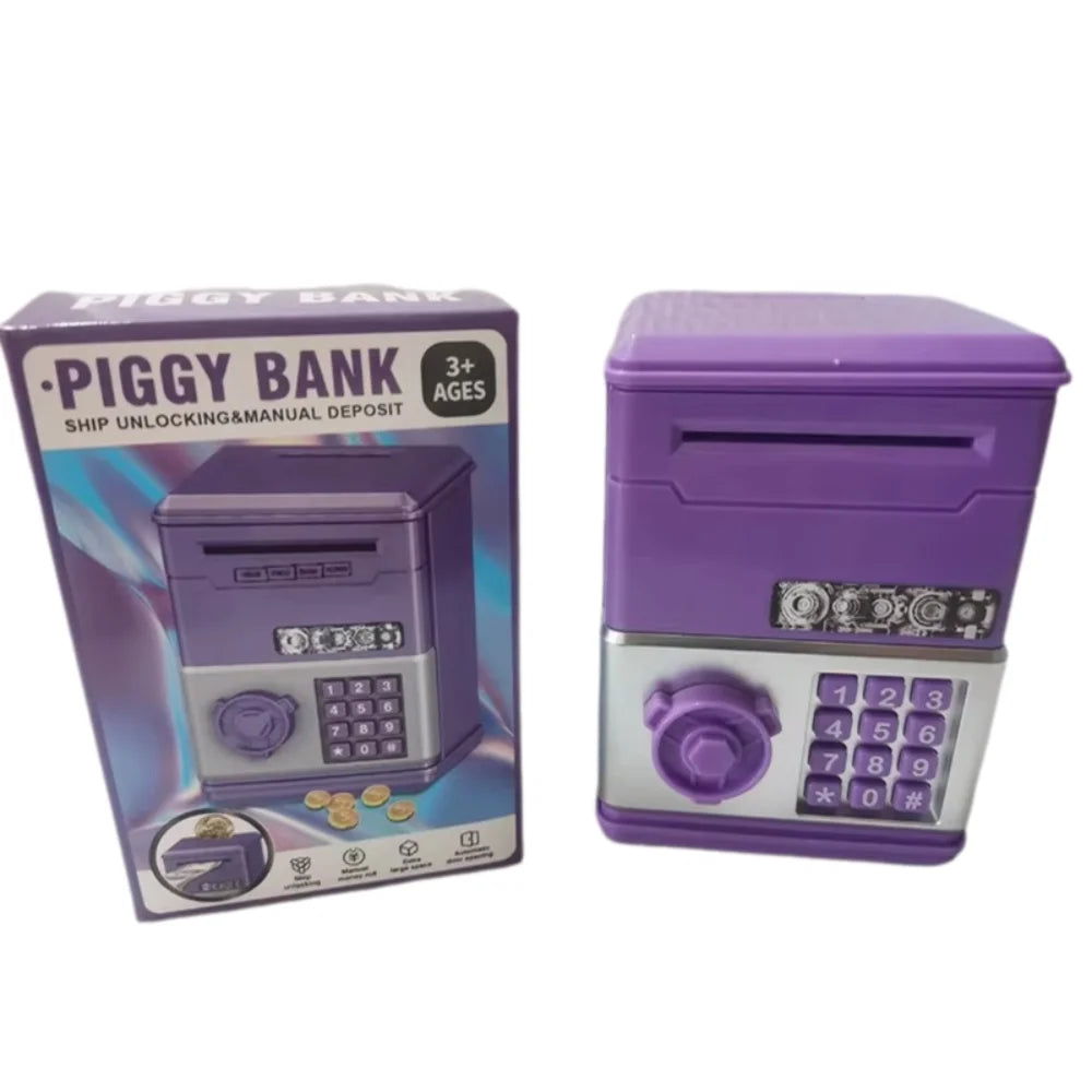 Kids Mini ATM Piggy Bank with Password | Money Saving Toy Kids Piggy Bank Nixie Purple