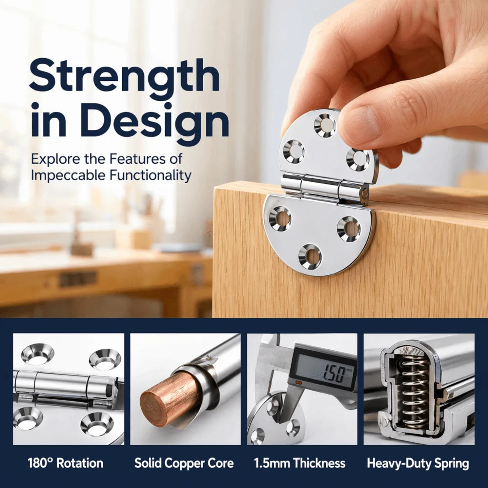 2pcs Round Hatch Hinges 180° Chrome Brass – Boat & Cabinet Marine Hatch Hinges Nixie