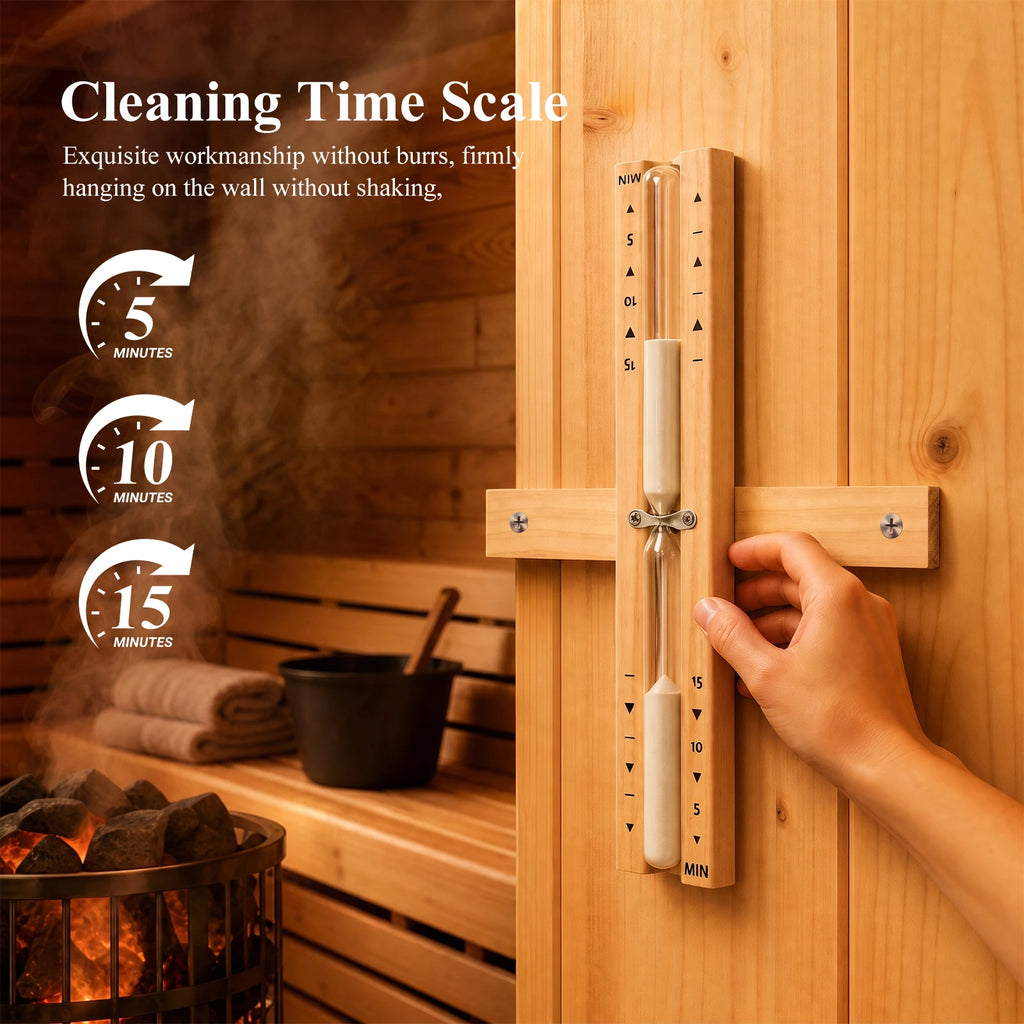 Wooden Sauna Hourglass Sand Timer – Wall Mounted 15 Min Sauna Sand Timer Nixie