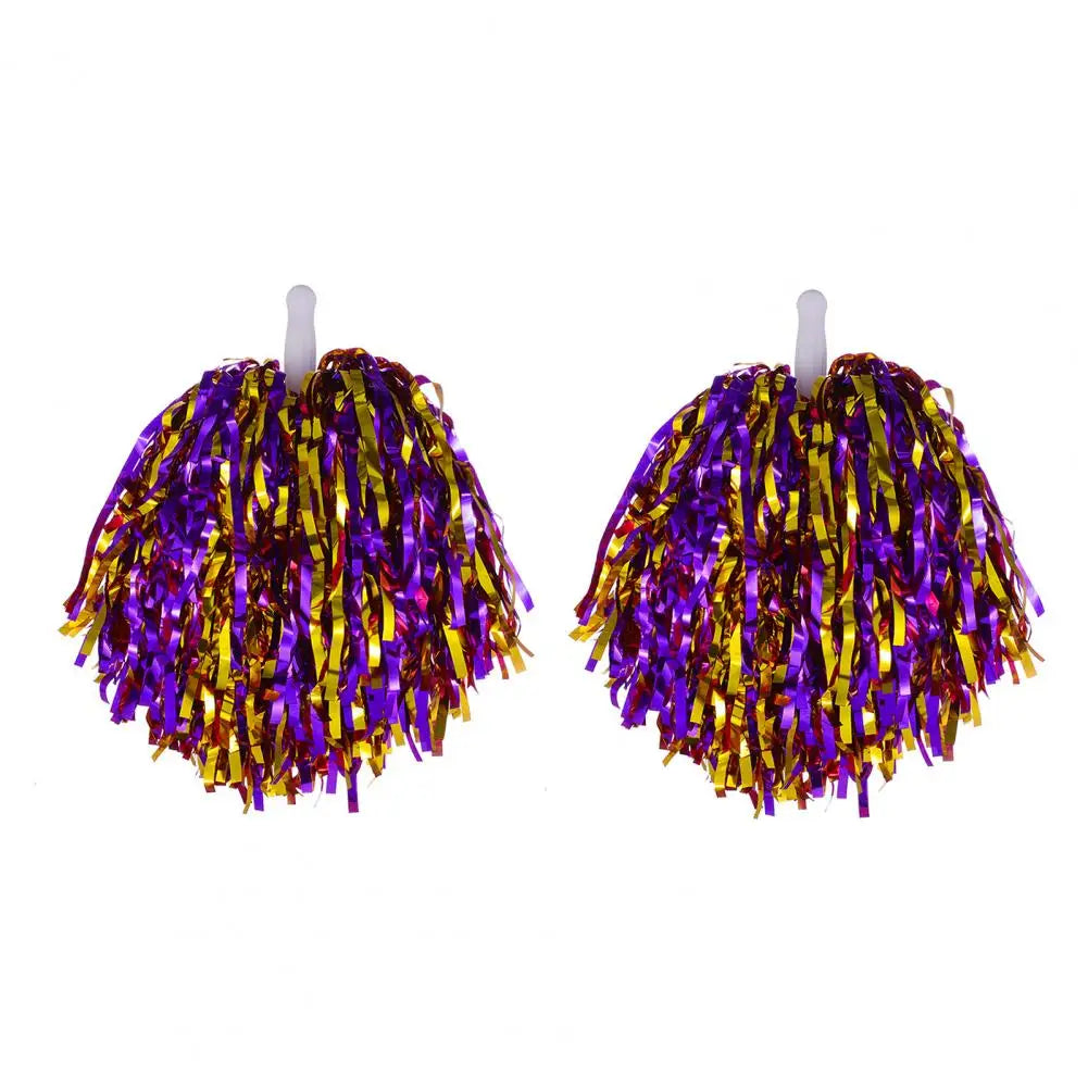 2Pcs Metallic Foil Cheerleading Pom Poms for Sports & Parties Cheerleading Pom Poms Nixie purple Gold