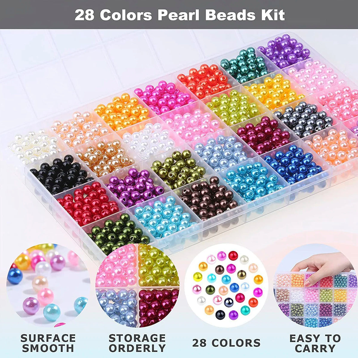 1960Pcs DIY Bracelet Beads Kit – 6mm, 28 Colors + Storage Box DIY Jewelry Bead Kit Nixie