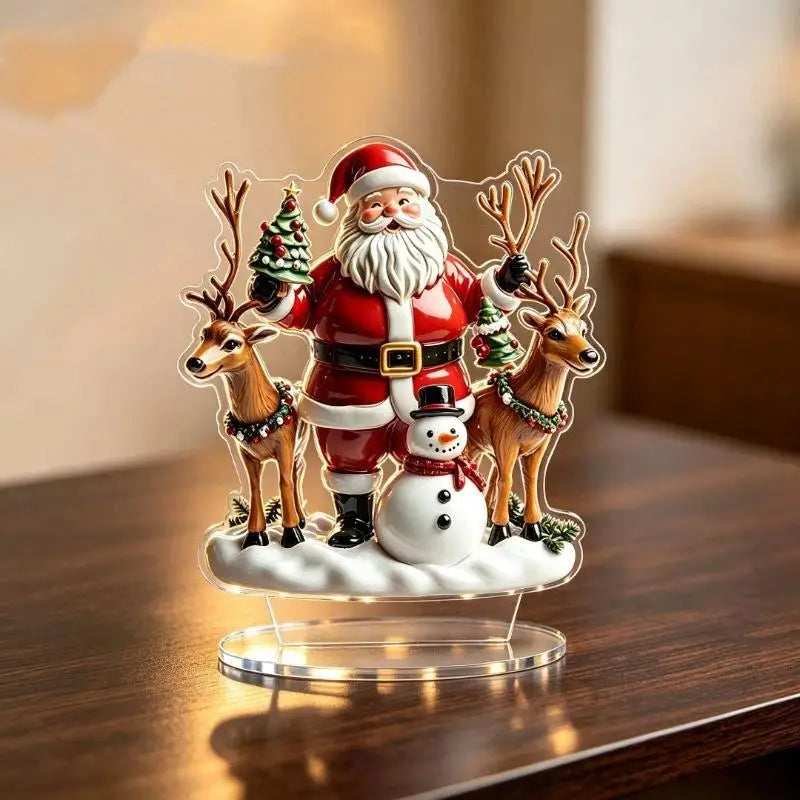 2D Acrylic Santa Reindeer Desktop Christmas Ornament Decor Christmas Acrylic Ornament Nixie
