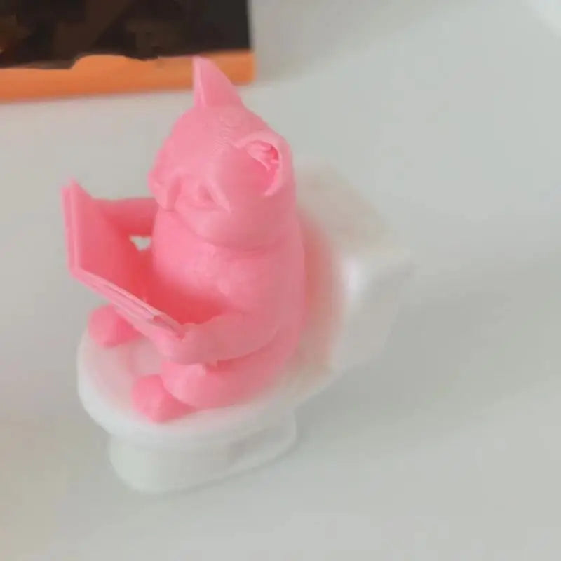 3D Printed Cartoon Pig on Toilet Figurine | Cute Desk Decor Decorative Figurine Nixie A2