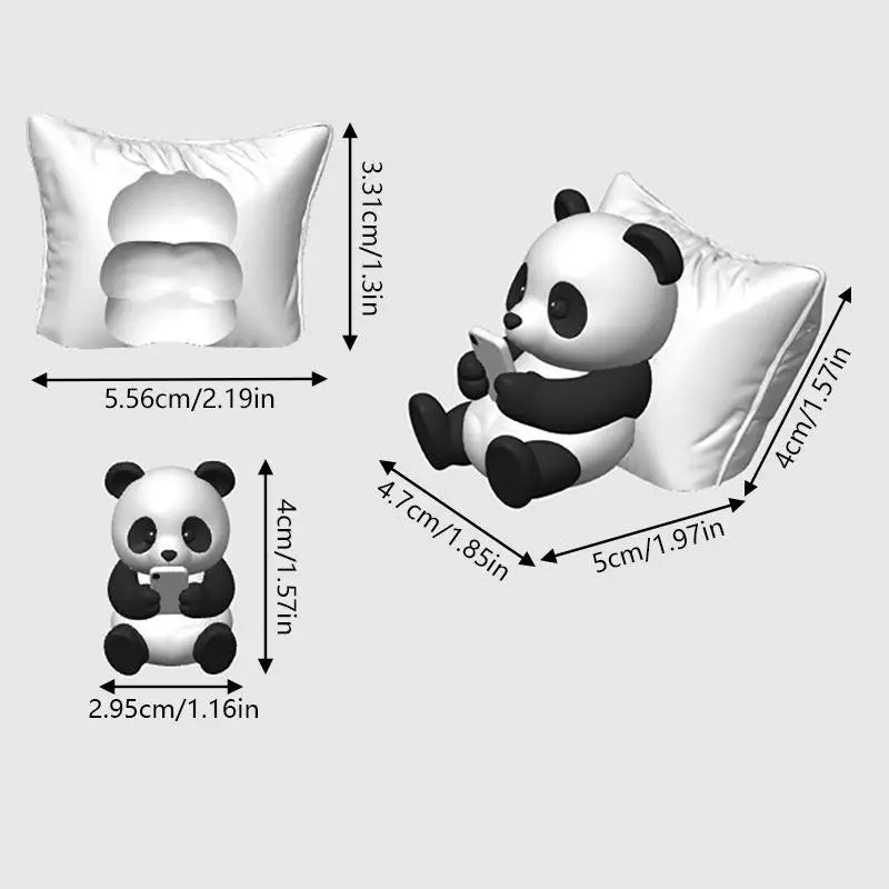 Panda Figurine Phone Stand | Cute Desktop Sculpture Decor Decorative Figurine Nixie
