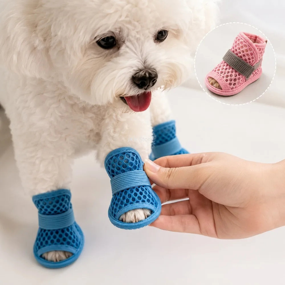 4Pcs Mesh Dog Shoes | Non-Slip Cooling Summer Dog Boots Dog Boots Nixie