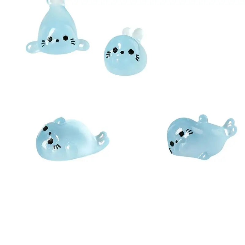 10 Pcs Glow in the Dark Mini Seal Resin Figurines for DIY Crafts Resin Craft Figurines Nixie