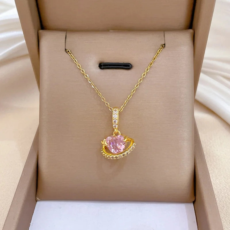 Women's Gold Heart Pendant Necklace – Stainless Steel Choker Pendant Necklace Nixie