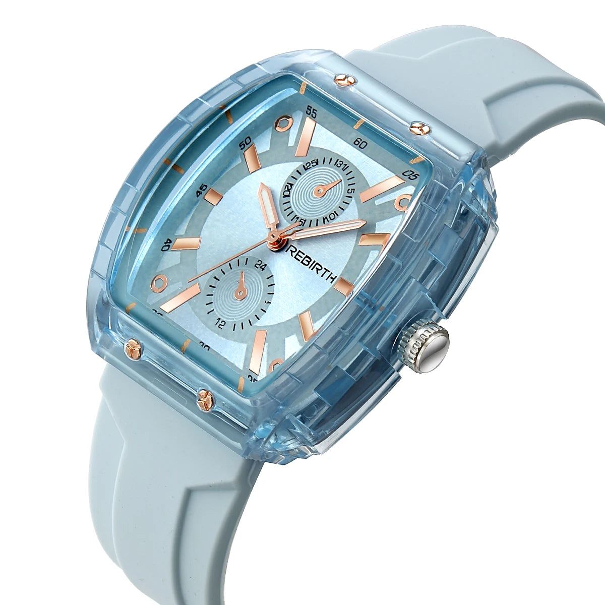 REBIRTH Macaron Barrel Women's Watch – Silicone Strap Women's Fashion Watch Nixie