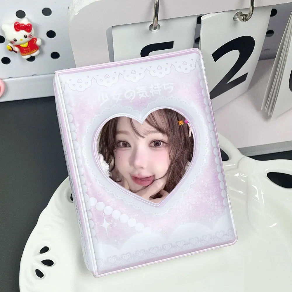 Pink Bow Mini Photocard Binder 3 Inch PVC Card Album 16 Pages