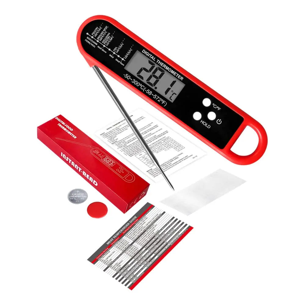 FEB.WIND Waterproof Digital Meat Thermometer – Instant Read Digital Meat Thermometer Nixie Red