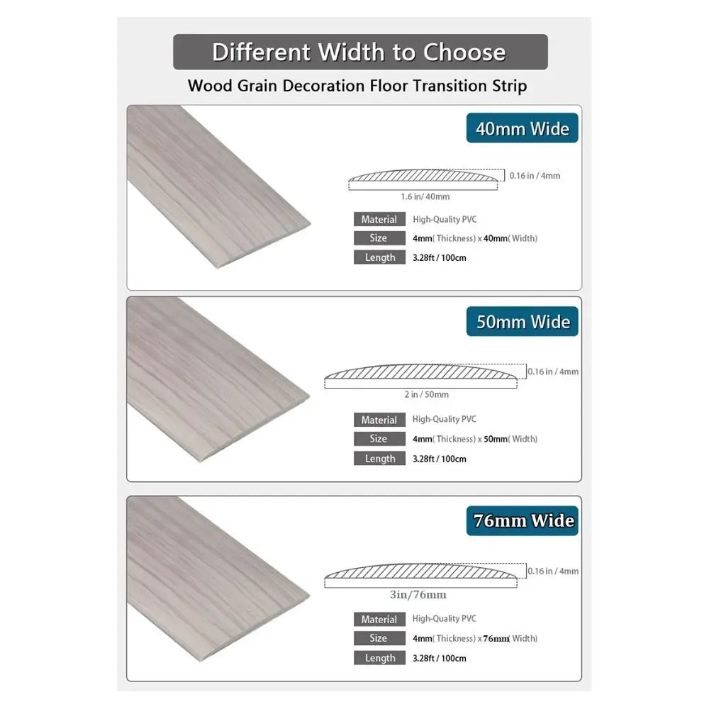 Self-Adhesive Floor Transition Strip | Wood Grain PVC Trim