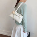 Nixie Vintage Motorcycle Women's Shoulder Satchel Bag | PU Women's Shoulder Bag Nixie White(No Charm)