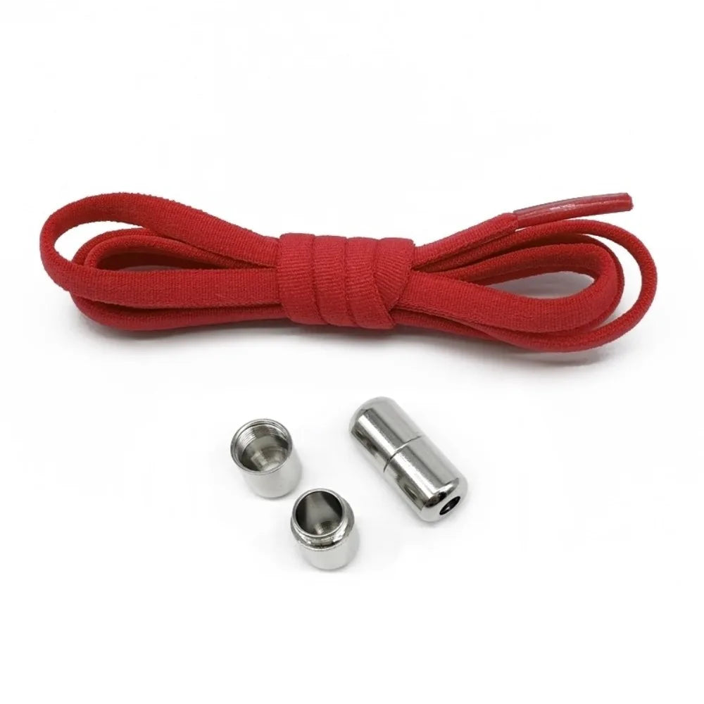 No-Tie Elastic Shoelaces with Metal Lock | One Size Fits All No-Tie Shoelaces Nixie Red