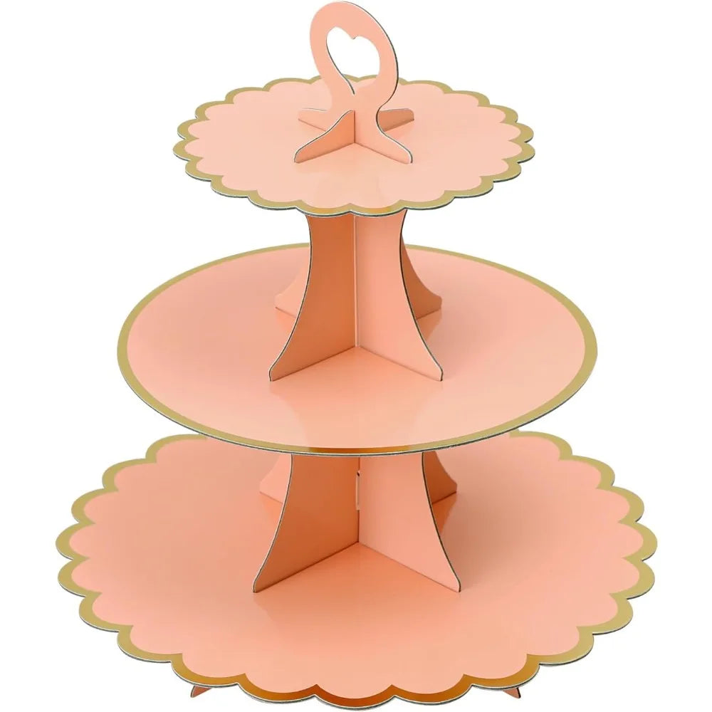 3-Tier Hot Stamping Paper Cake Stand for Parties & Weddings Cake Stand Nixie Pink Cake Stand