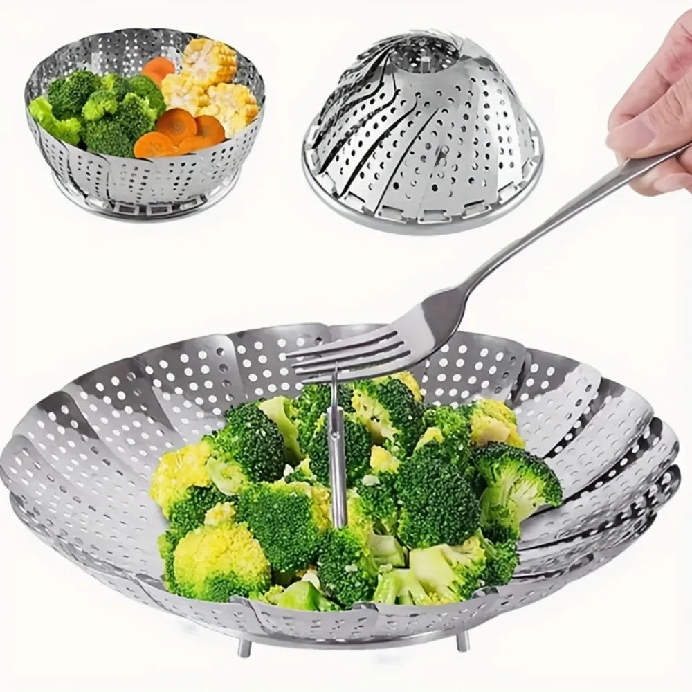Expandable Stainless Steel Vegetable Steamer Basket & Air Fryer Liner Steamer Basket Nixie
