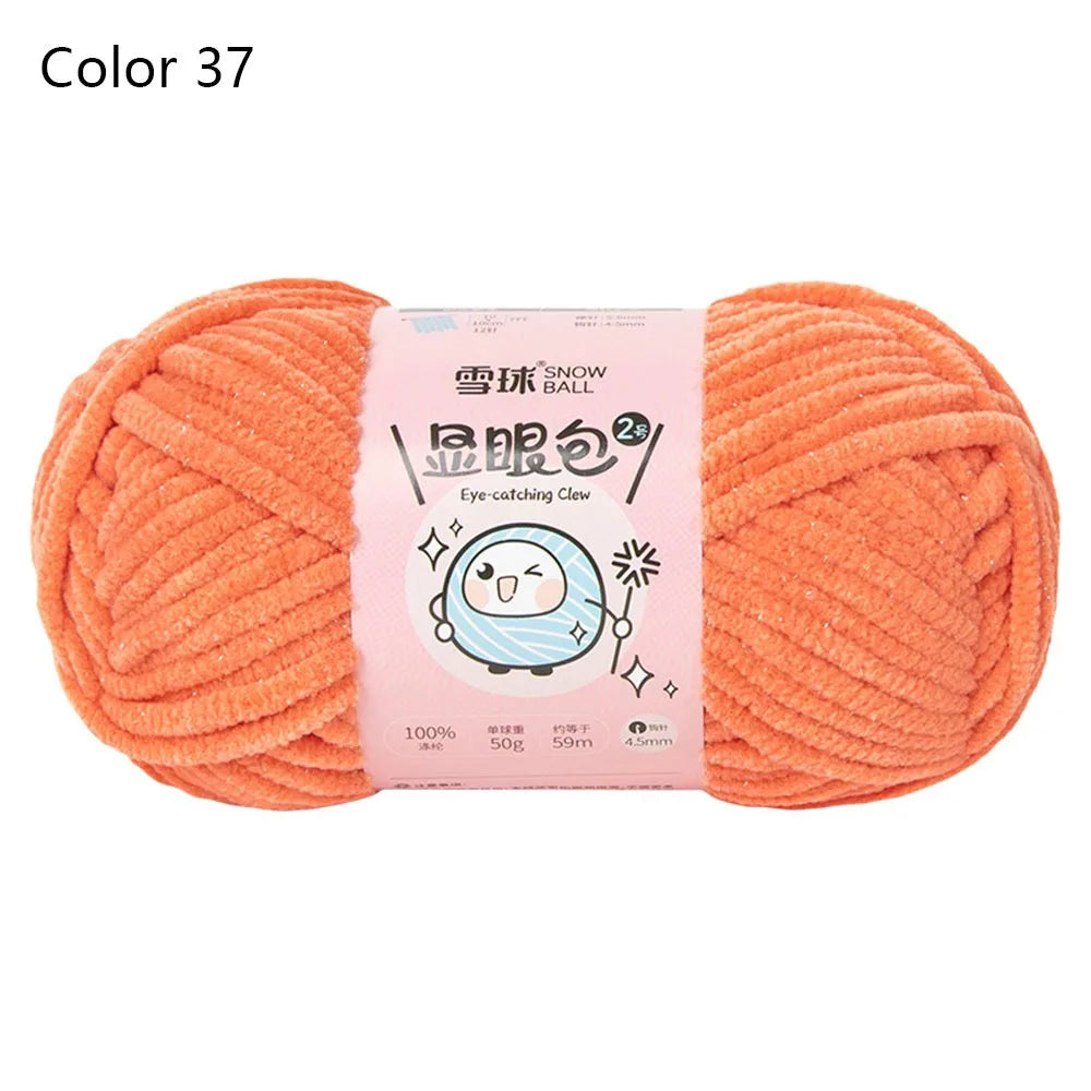 Soft Chenille Yarn 50g 59M 4.5mm – Shiny Chunky Knitting Yarn