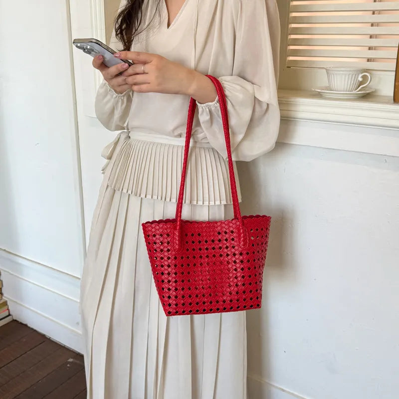 Korean Woven Hollow Basket Shoulder Bag for Women | Tote Shoulder Tote Bag Nixie