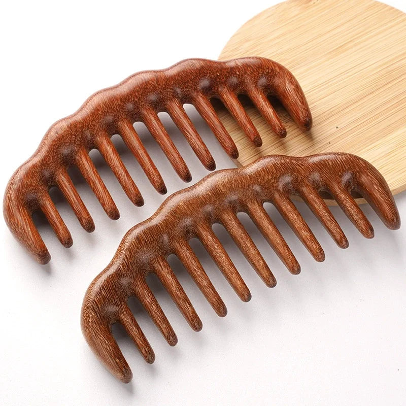 Natural Sandalwood Wide Tooth Detangling Comb | Anti-Static Wooden Hair Comb Nixie
