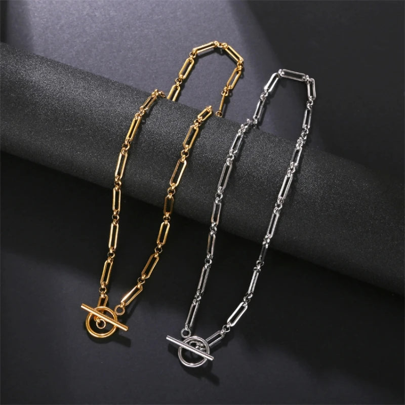 Minimalist Stainless Steel Bamboo Paperclip Chain Necklace Chain Necklace Nixie