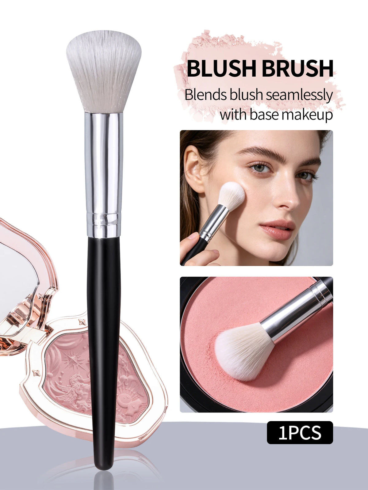 Wooden Handle Blush Brush – Soft Wool Fiber Makeup Brush