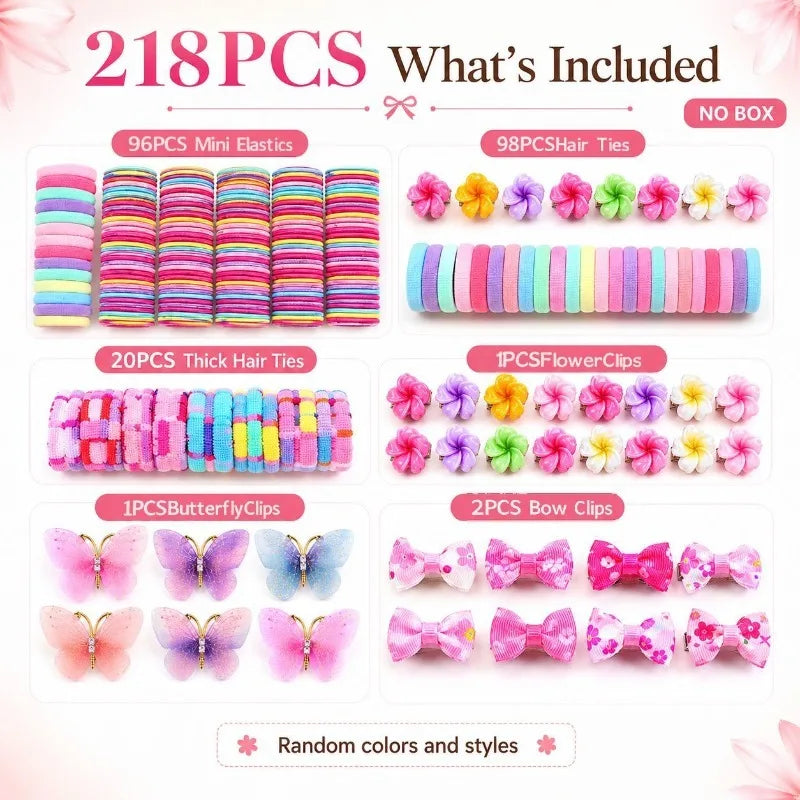 218pcs Flower Hair Accessories Set – Girls Hair Bands & Clips Girls Hair Accessories Nixie