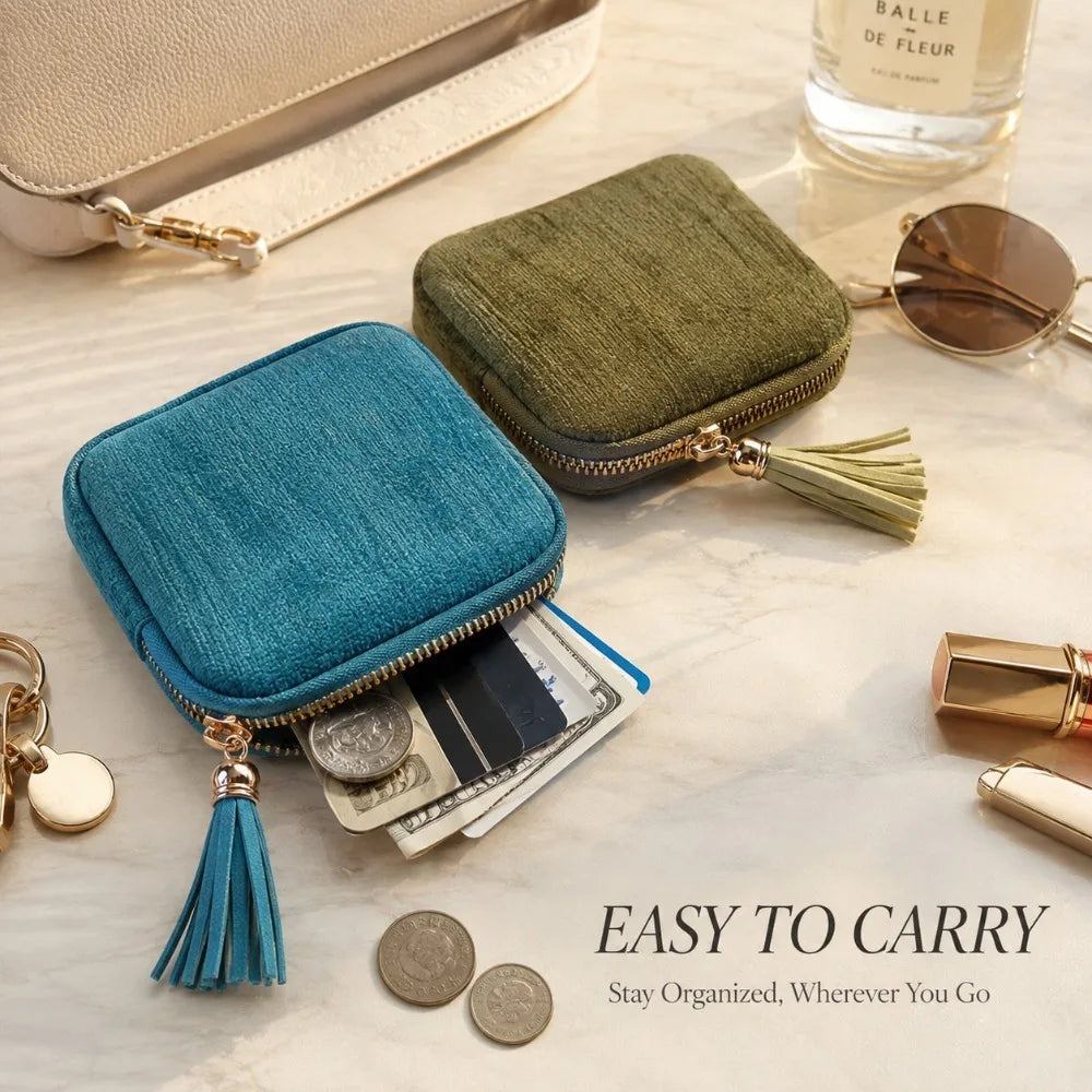 Travel Jewelry Organizer Pouch | Zipper Bag with Tassel & Velvet Lining Jewelry Travel Pouch Nixie