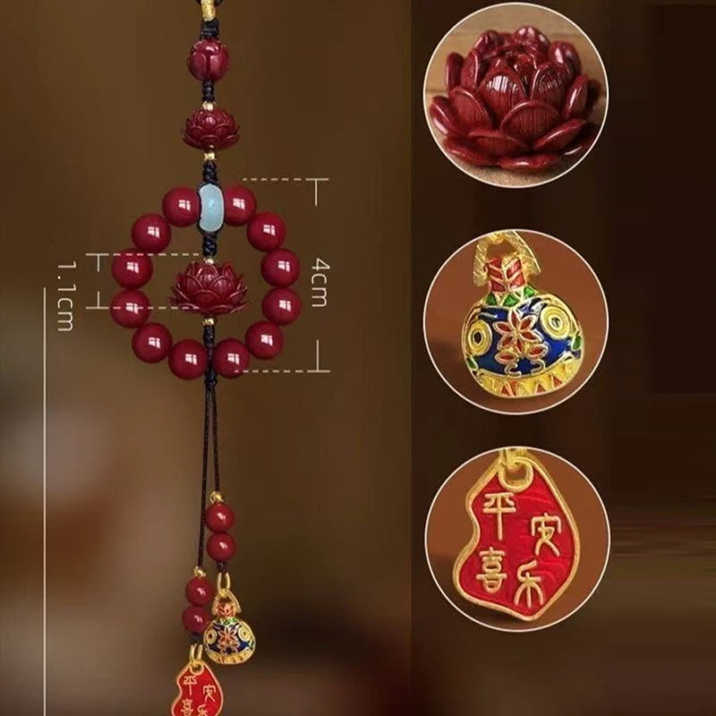 Lotus Cinnabar Car Rearview Mirror Pendant – Good Luck Charm Car Mirror Pendant Nixie