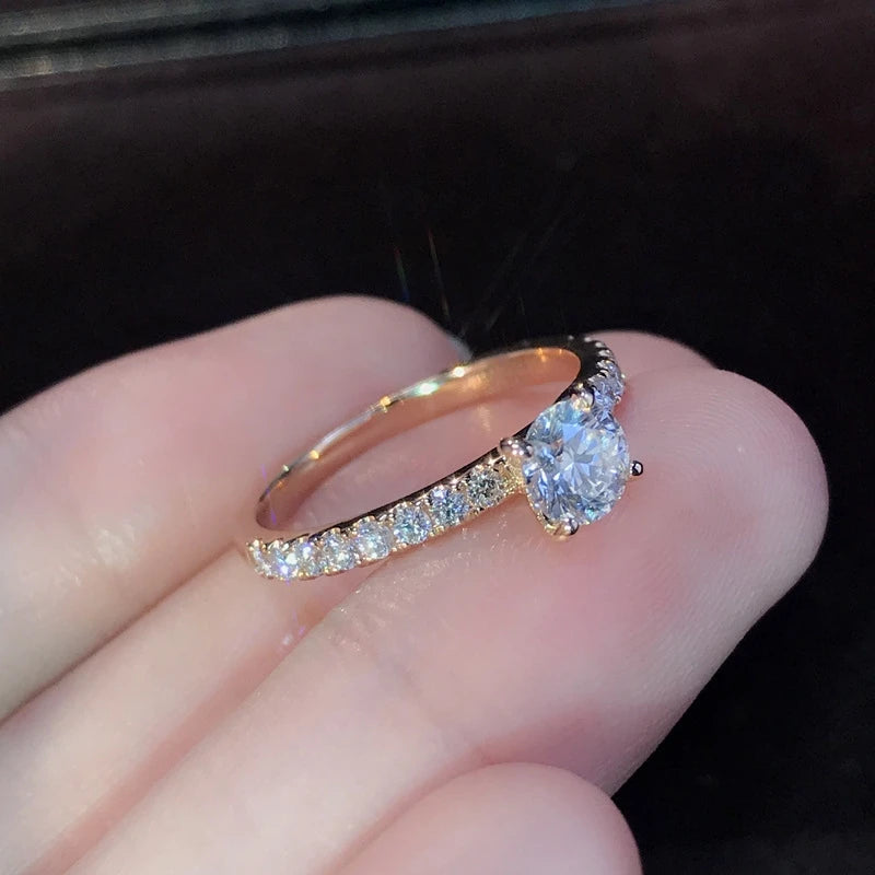 Women's 14K Gold Plated Ring with Glass Diamond Accent Fashion Ring Nixie
