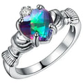 Women's Silver Zircon Crown Claddagh Ring – Sizes 6–10 Fashion Ring Nixie WHITE 3.5