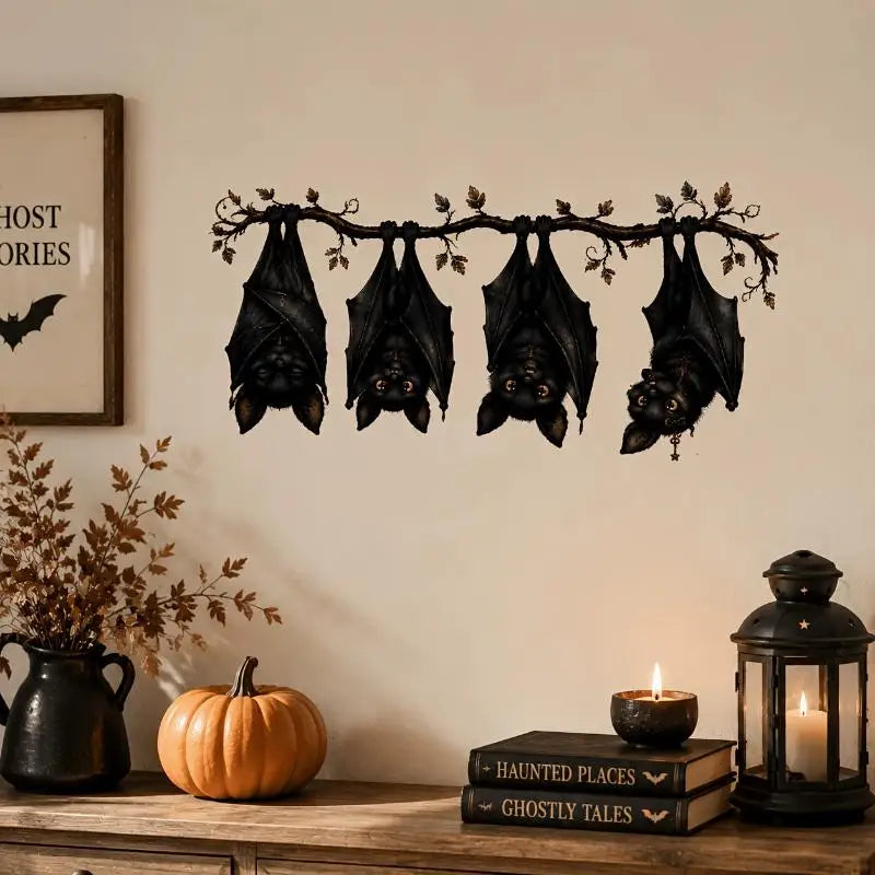 Halloween Hanging Bats Wall Decal – Removable PVC Window Sticker Halloween Wall Decal Nixie