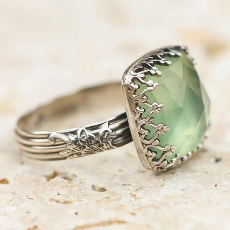 Women's Silver Zircon Peridot Moonstone Wedding Band Ring Sz 6-10