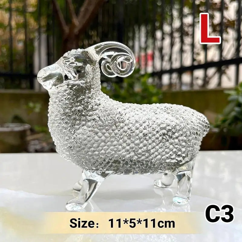 Crystal Sheep Figurine 2027 Zodiac Statue Home Décor Ornament