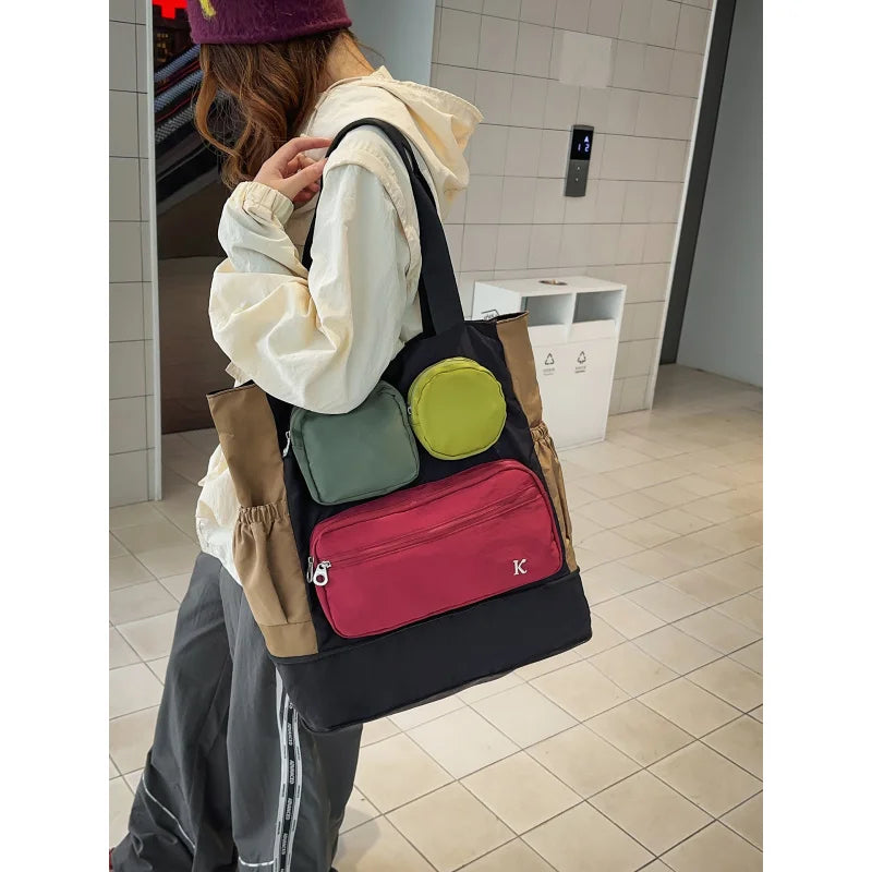 Nixie Two-Tone Foldable Travel Bag – Large Unisex Tote Foldable Shoulder Tote Nixie