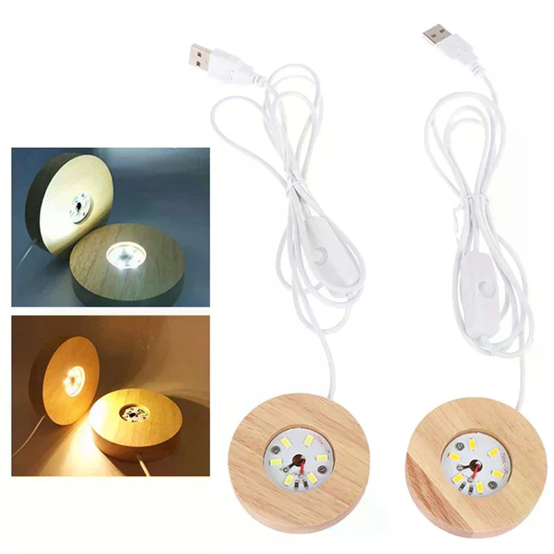 Wooden LED Light Display Base for Crystal Ball & Night Lamp LED Display Base Nixie